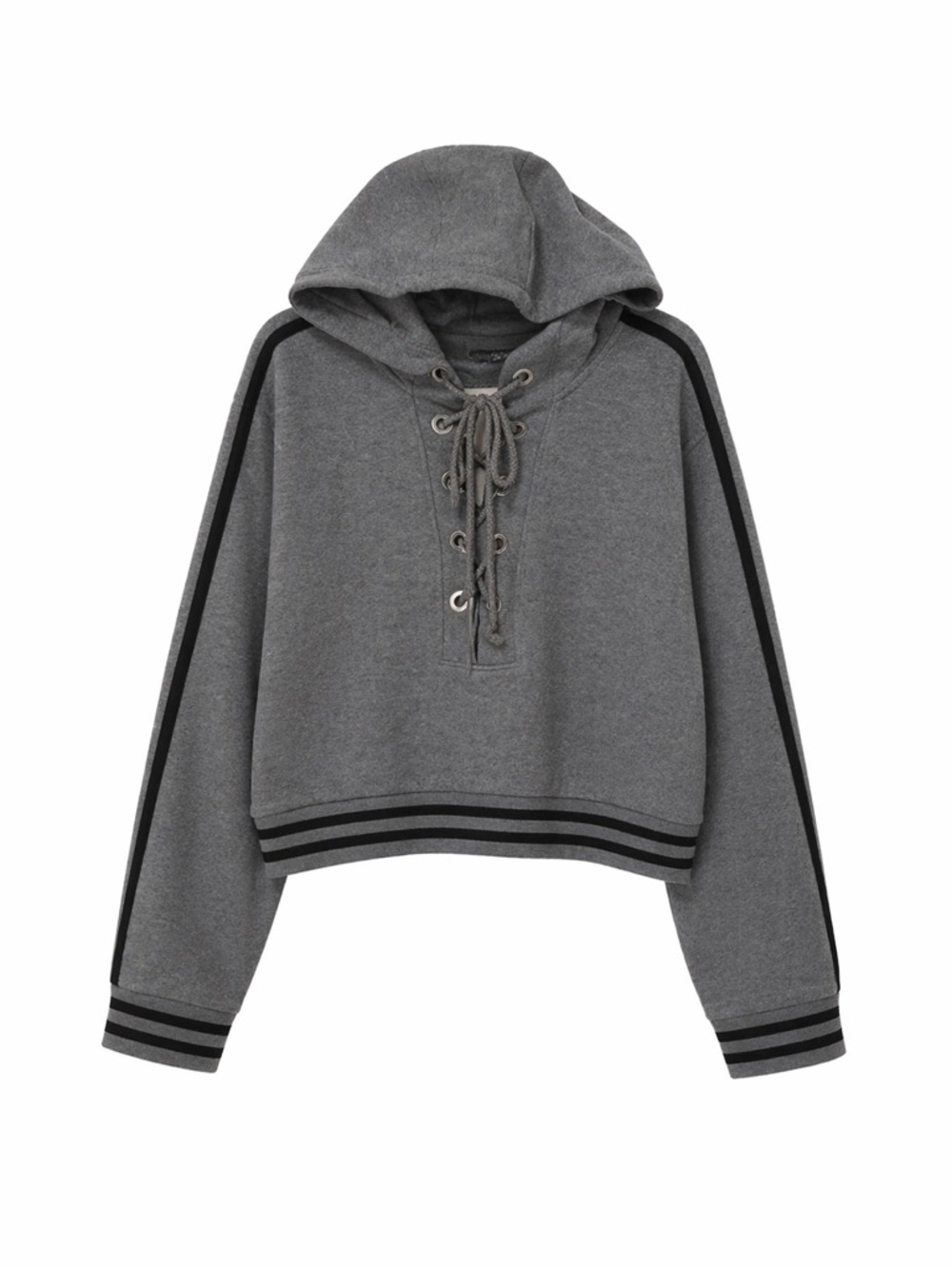 Puma Fenty By Rihanna Grey Rising Sun Lace-Up Cropped Hoodie.Size-Medium